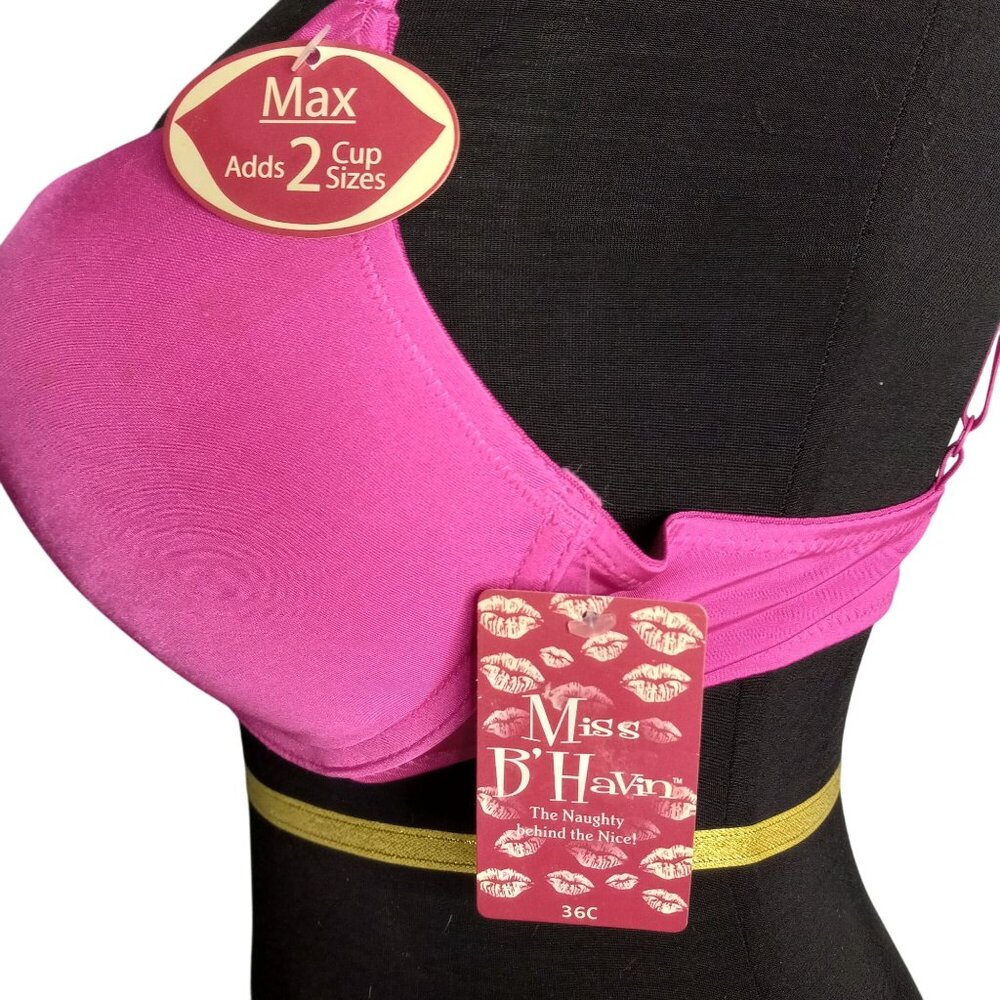 Miss BHavin 36C Bra Hot Pink Padded Push Up Adjustable Straps Back Closure NEW - Picture 3 of 6